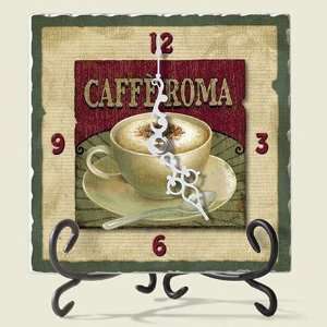 Cafe Roma Coffee cup themed Cappucino Stone Desk CLOCK with easel prop 