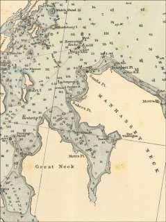 1893 LONG ISLAND SOUND NEW YORK LARGE NAUTICAL MAP  