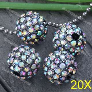 20x 10mm Crystal Disco Ball Pave Charm Beads Fit Hip Hop Bracelet 