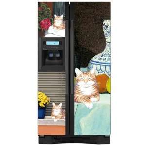   Art Lounging Cat Side by side Refrigerator Cover