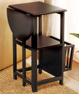 Furniture Drop Leaf Magazine Book Stand Rack End Table Black  