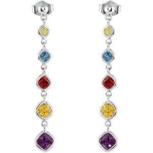  Sterling Silver Pair Multi Color Cubic Zirconia earrings 