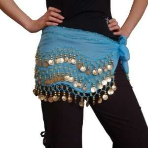  Blue Belly Dance Skirt With Gold Coins 