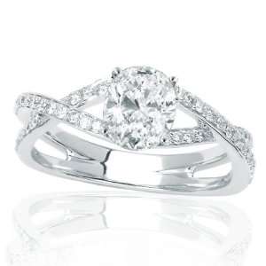  Diamonds Engagement Ring with a 0.85 Carat Oval Cut / Shape L SI2 