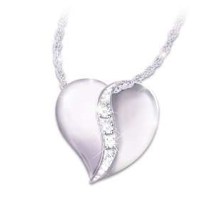 Heart Shaped Engraved Diamond Daughter Pendant Necklace My Precious 