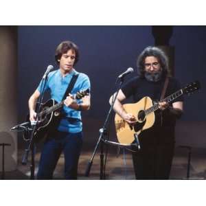  Musicians Bob Weir and Jerry Garcia of Rock Group Grateful 