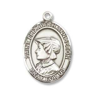 Silver St. Elizabeth Ann Seton Medal Pendant with 24 Stainless Steel 