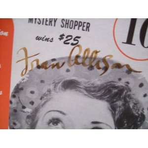 Allison, Fran Leisure Time Magazine Signed Autograph Aug 30 1953