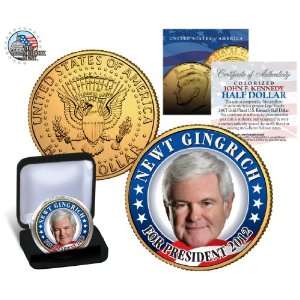Newt Gingrich For President 2012 24K Gold Plated U.S. JFK Kennedy 