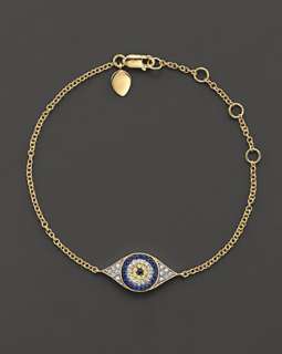 Meira T. Diamond, Sapphire and 14 Kt. Yellow Gold Evil Eye Bracelet 