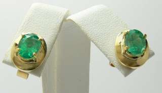 20tcw Oval Colombian Emerald Stud Earrings 14k  