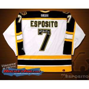 Phil Esposito Jersey   Boston Bruins White   Autographed NHL Jerseys