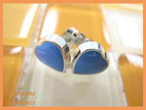 20g 0.8mm Blue Heart Enamel Fake Plug Earrings Stud 541  