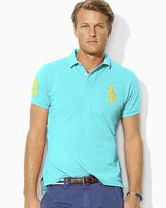 Polo Ralph Lauren Custom Fit Short Sleeved Cotton Mesh Polo with Large 