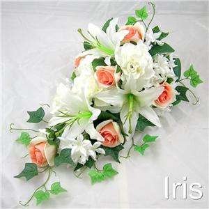 Wedding Silk Flower Rose Bud Lily Hanging Bouquet #Cham  
