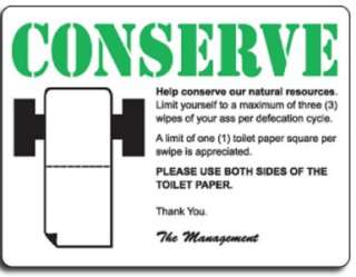 Conserve on Poop Paper Plastic Prank Business SignGAG  