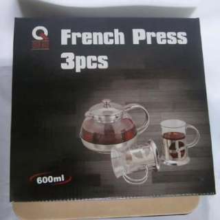 600ml French Press Coffee/Tea Maker Set 3pcs  