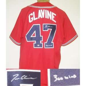 Tom Glavine Autographed/Hand Signed Red Atlanta Braves Baseball Jersey 