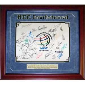  NEC Invitational Autographed Framed Golf Flag (PSA/DNA 