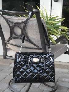 MICHAEL KORS LARGE HAMILTON BLACK QUILTED LEATHER PURSE BAG E/W TOTE 