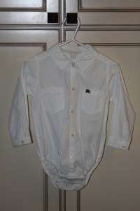 NWT Burberry White Dress Shirt Bodysuit 18 Month 18M  