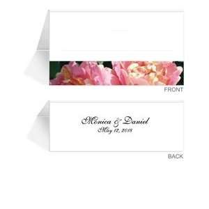  100 Personalized Place Cards   Twin Peach Roses on Black 