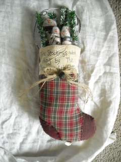 FREE SHIP primitive country snowman stocking Christmas decoration 