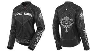 New icon contra speed queen womens motorcycle jacket black medium 2822 
