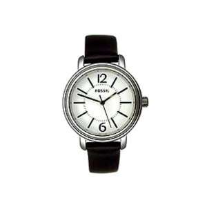   ES2717 Black Leather Strap White Analog Dial Watch Fossil Watches