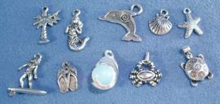 Beach Ocean Sea Silver Charm Set Jewelry Making Crafts +  