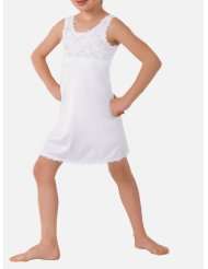 Ilusion Girls Antistatic Full Slip with Lacy Details WHITE 4