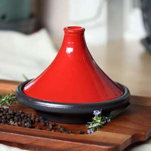 Terra Cotta Tagine Clay Cookware   Red and Black, Small  