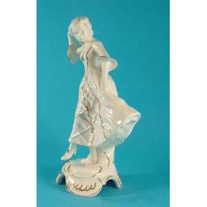 c1979 Goebel white porcelain dancing figurine   gold finish  