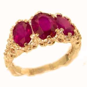 Victorian Design Solid English Rose Gold Natural 4ct Ruby Ring   Size 