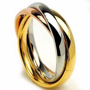    Stainless Steel Tri color Love Not Trinity Ring Size 5 Jewelry