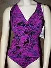 NEW WOMENS SPEEDO FASHION ONE PIECE SWIMSUIT 12 PURPLE AND PINK FLORAL