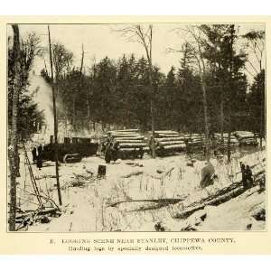 1913 Print Stanley Chippewa County Wisconsin Logging Loggers Snow 