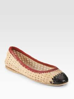 Prada   Tricolor Woven Leather Ballet Flats    