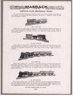   ADVERTISEMENT AMERICAN FLYER MECHANICAL TRAINS, LIONEL ELECTRIC TRAIN