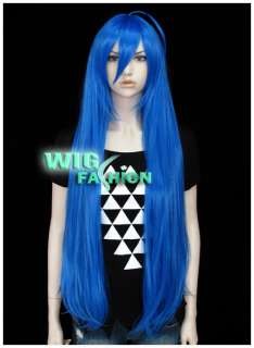 New Fashion Long Blue Straight Hair Wig With Bangs ZA110  