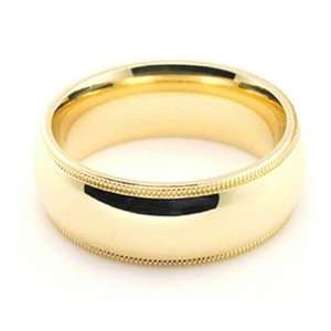 10K Yellow Gold Mens & Womens Wedding Bands 7mm Milgrain Comfort fit 