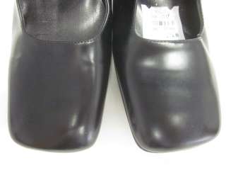 NICKELS Black Leather Square Toe Mary Jane Pumps Sz 7.5  