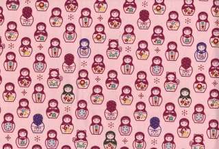 Matryoshka Print Oxford Fabric   Japanese Fabric Half Yard (Pink 