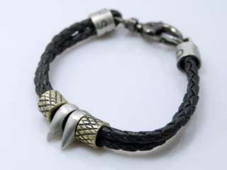 vp038 B Weave Leather Cord Copper beaded Men bracelet  