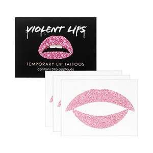 Violent Lips Temporary Lip Tattoos Color Pink Glitteratti (Quantity of 