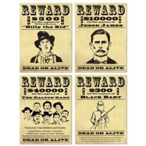 Western Wanted Posters Billy The Kid, Jesse James, The Dalton Gang 