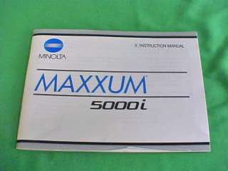 Minolta Maxxum 5000i SLR Camera Instructions  