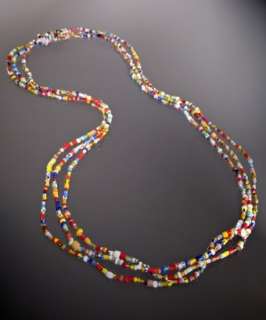 Max multicolor striped and solid glass beaded triple strand 