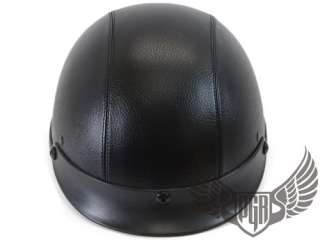 Leather Black Motorcycle Half Helmet DOTCruiser XL  