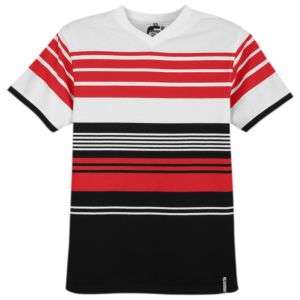 Southpole Thick Stripe V Neck T Shirt   Mens   Street Fashion 
